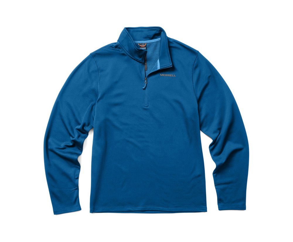 Pullover Merrell Męskie Niebieskie - Terrain Geotex 1/4 Zip - 925410-HYE